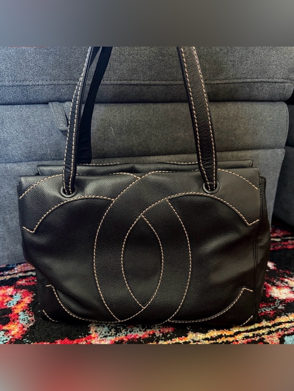 Authentic CHANEL Caviar Surpique CC Shoulder Tote Bag 👜💎🥰